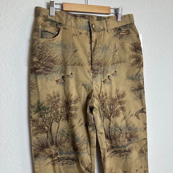 Vtg Lauren Ralph Lauren Size 8 Mallard Duck Print Straight Leg Chino Pants Brown - Picture 5 of 10